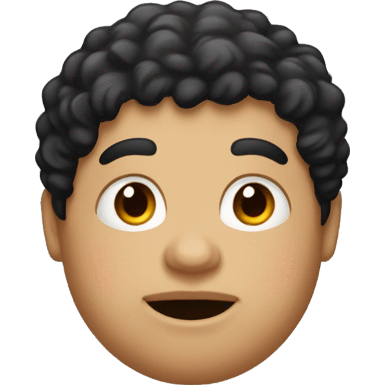 Fat boy with black curly hair and a mole on the left of his mouth emoji