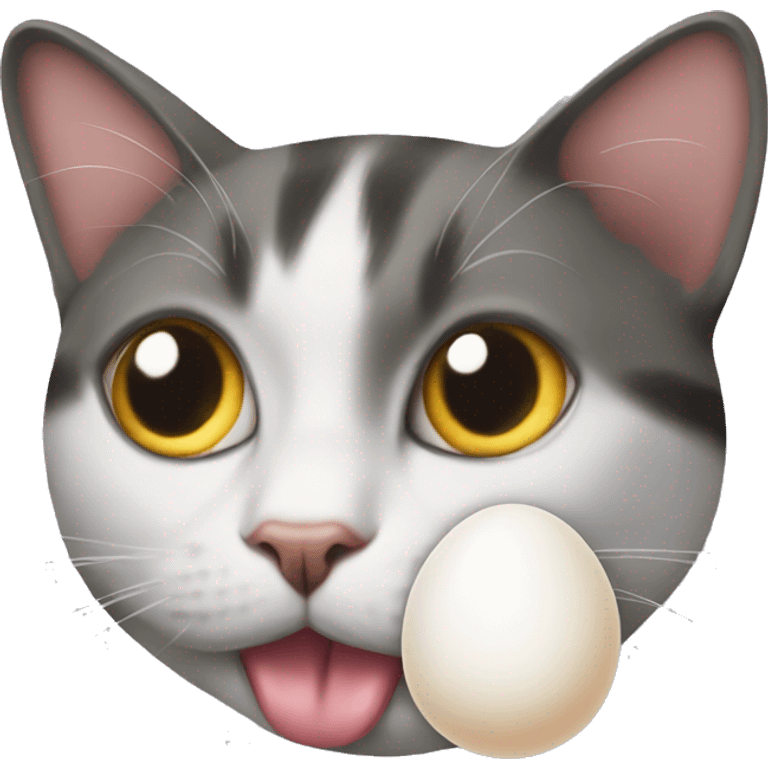 A cat with an egg in its mouth emoji