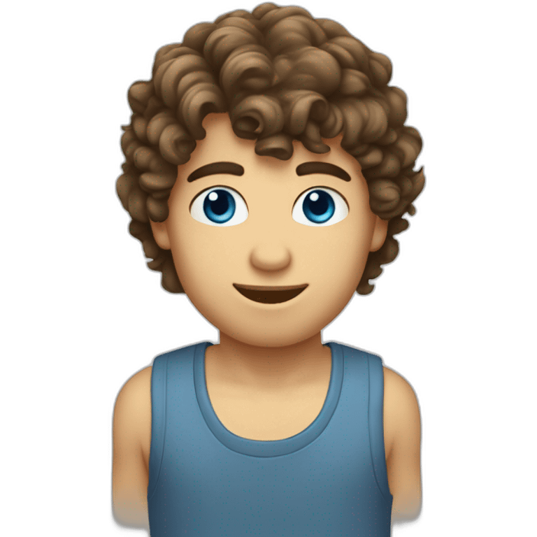 boy-short-fringe-and-slightly-curly-brown-mullet-hairstyle-blue eyes emoji