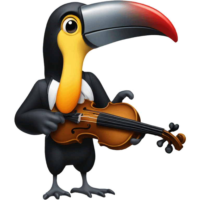 Toucan playing a violin emoji