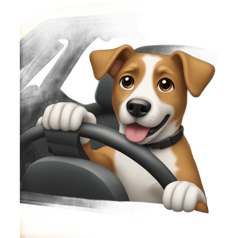 Dog driving car emoji