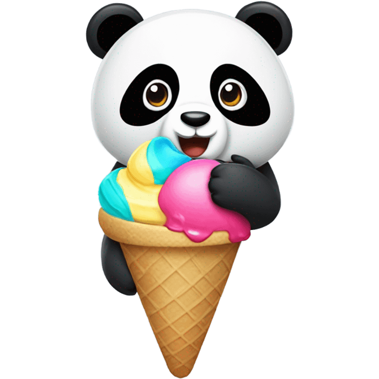 Panda eating ice cream emoji