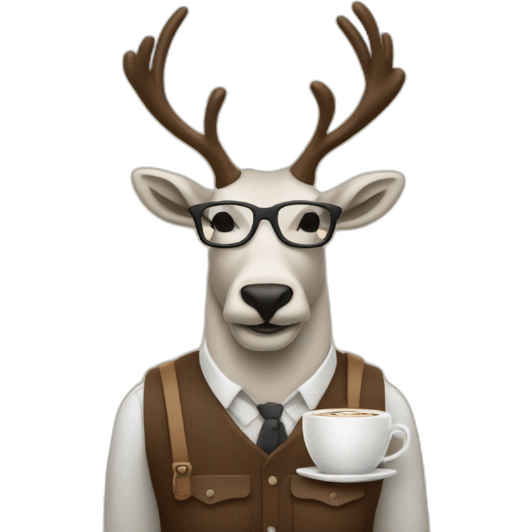 a caribou as a hipster coffee shop barista emoji