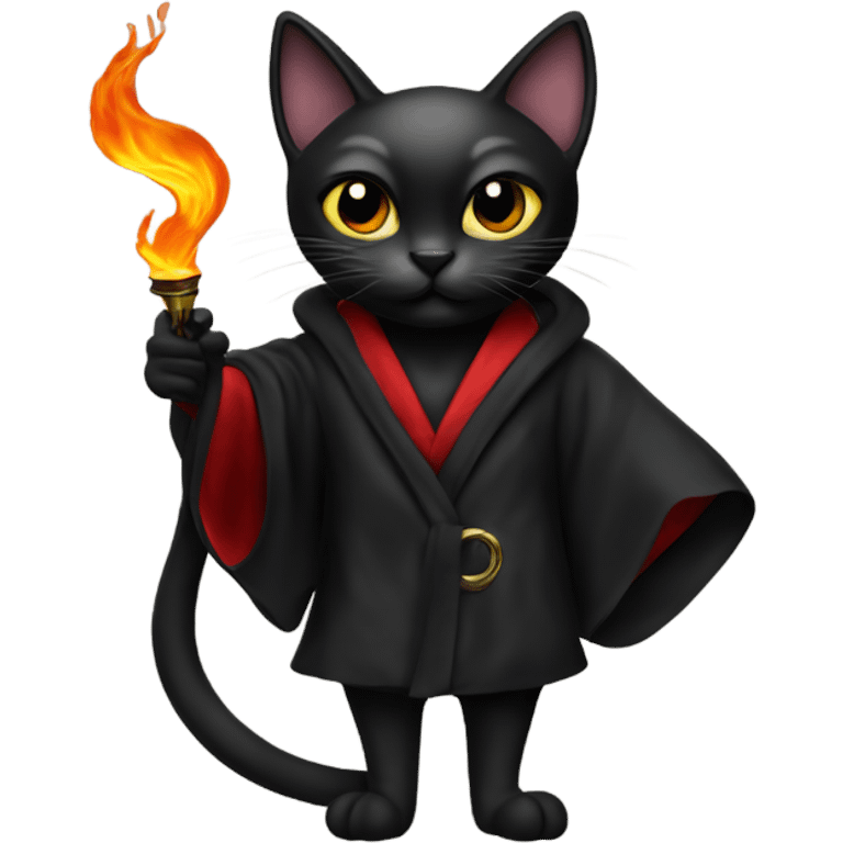 Black cat with a Hugh Hefner robe and a pipe emoji