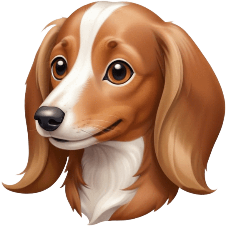 brown and whitelong hair dachshund  emoji