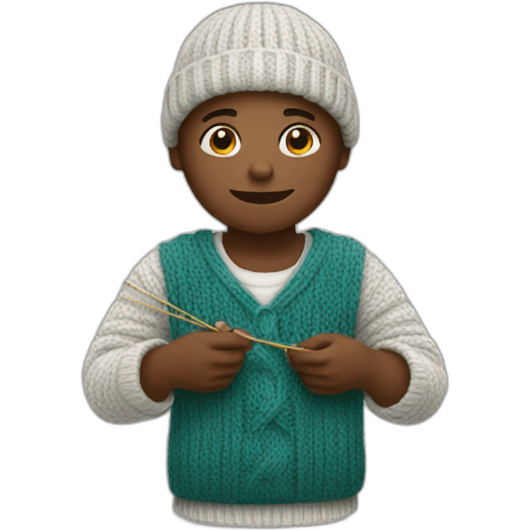 White Black boy knitting emoji