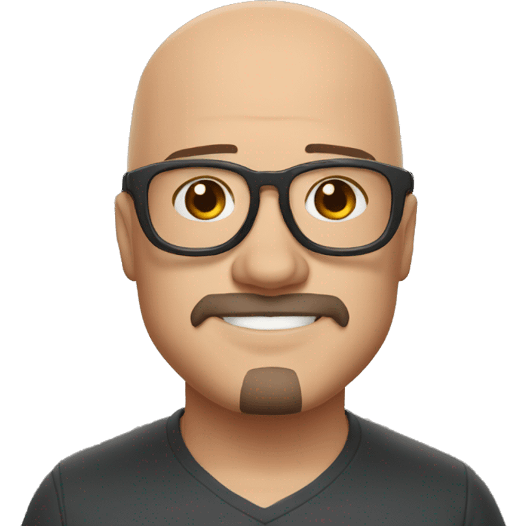 Tony stark is a bald, fat physicist with black bone glasses emoji