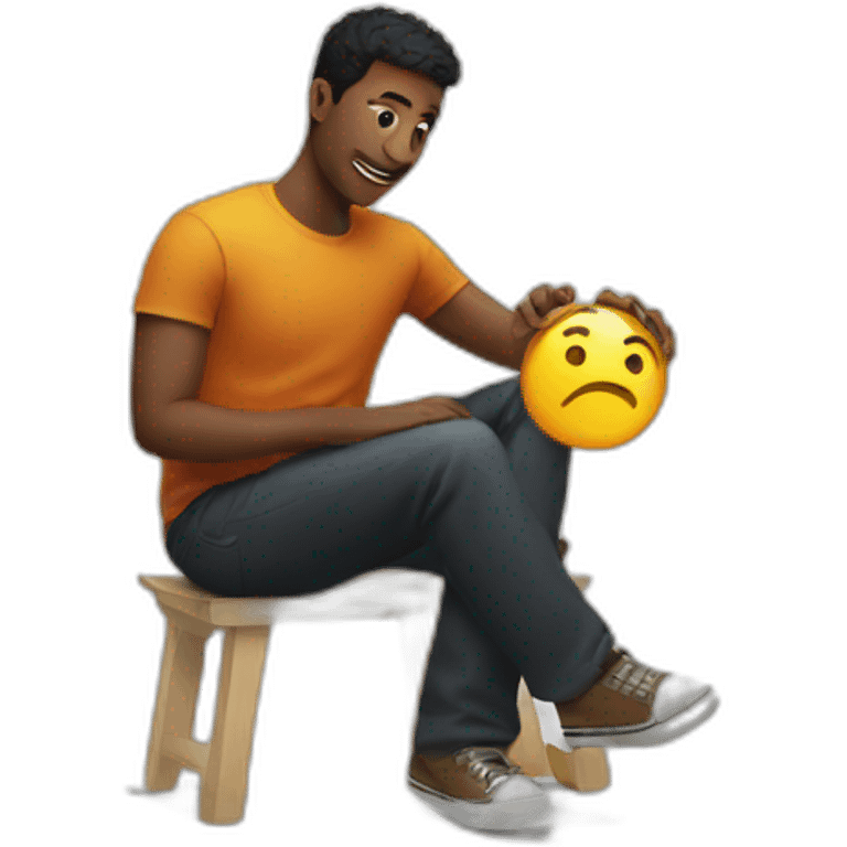 Man sit on instagram logo emoji