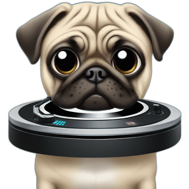 A Dj pug playing on his turntables emoji