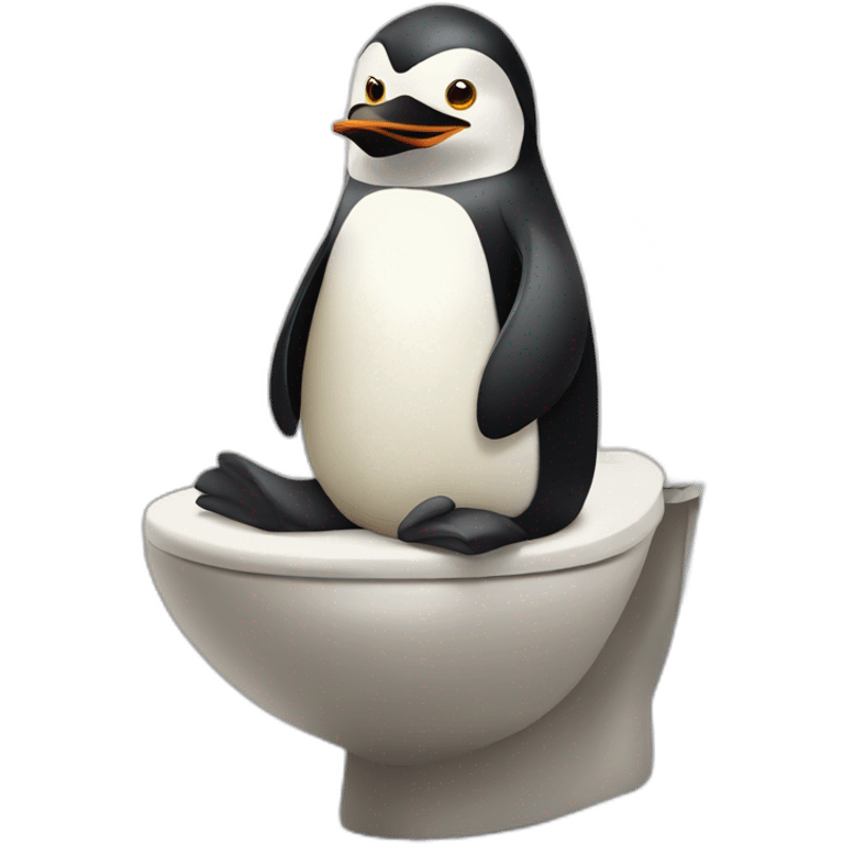 Pinguin sit on a toilet emoji