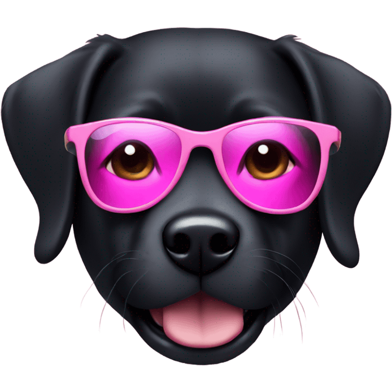 Black dog wearing pink sunglasses emoji