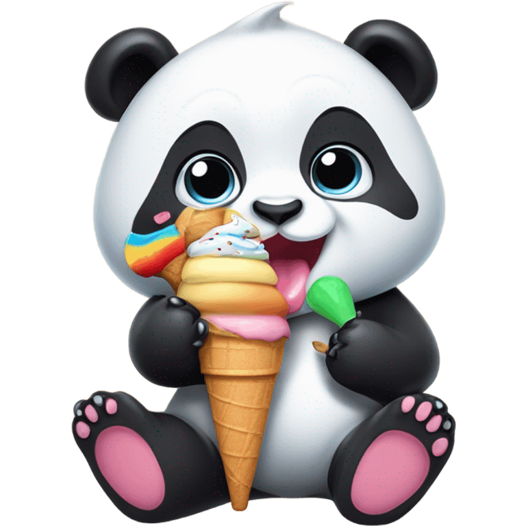 Panda eating ice cream emoji