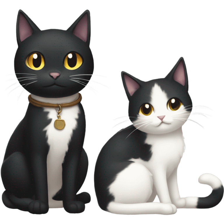 black cat and white cat studio ghibli style  emoji