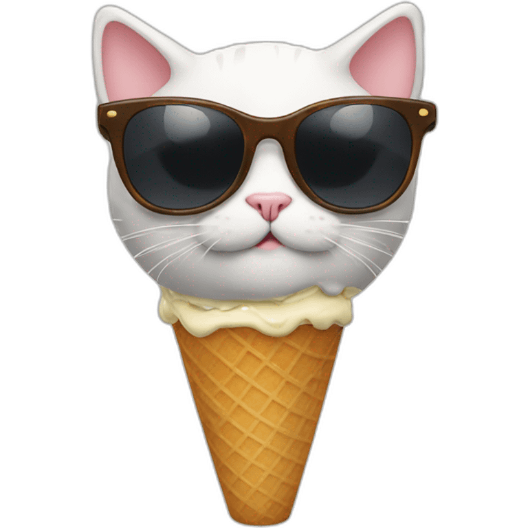 Cat with sunglasses in serf eating ice cream emoji