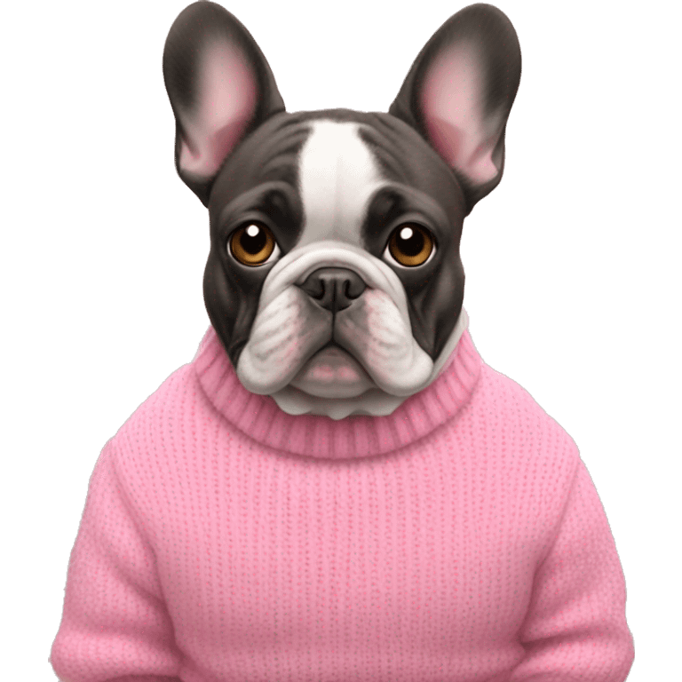 Frenchie in pink sweater  emoji