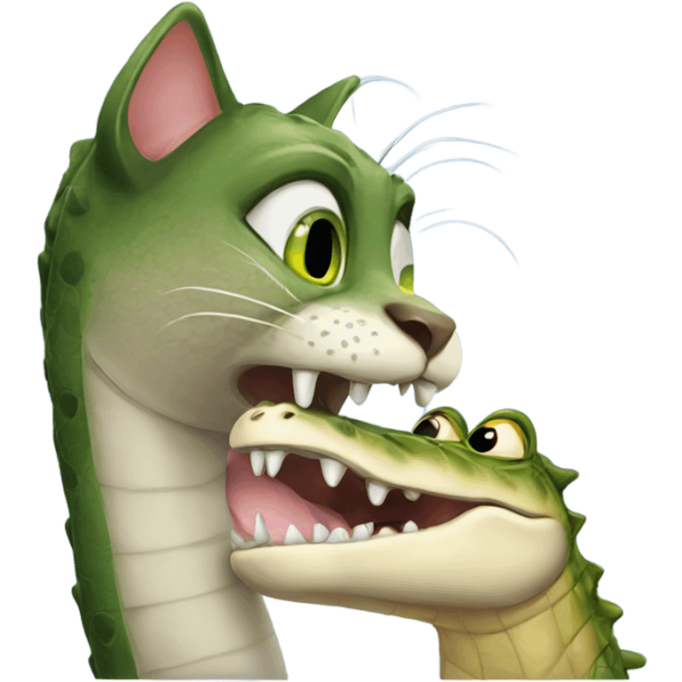 Cat and crocodile kissing emoji