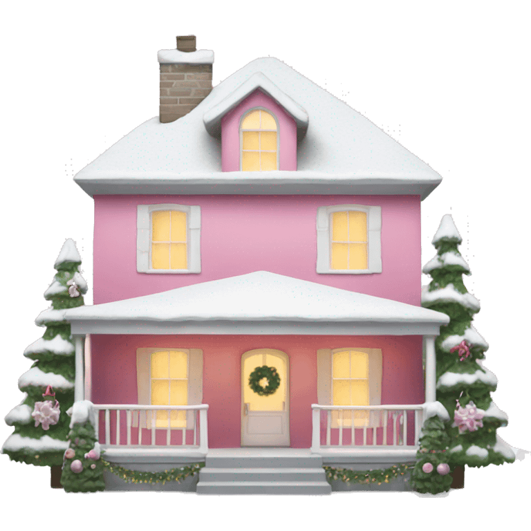 a house decorated with pink and white christmas decorations  emoji