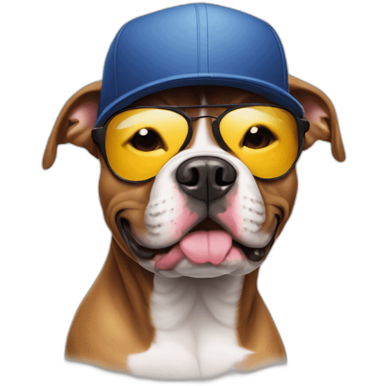 Pitbull with cap and sunglasses  emoji