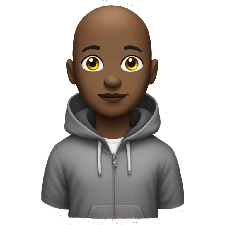 Black bald kid with a hood on emoji