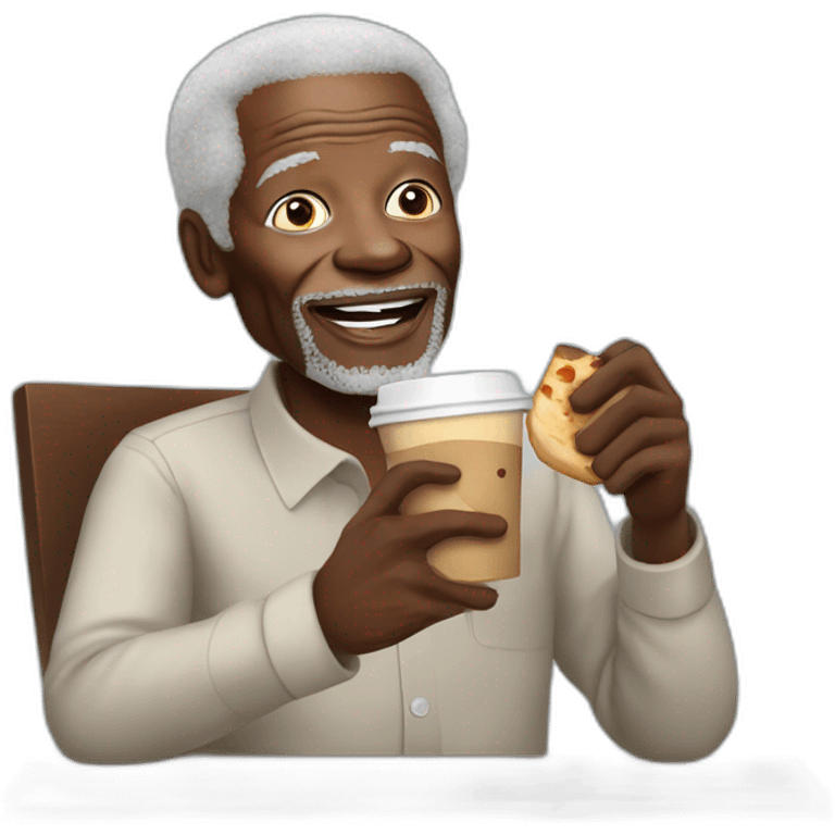 Kofi Annan Drinking coffee eating naan bread emoji