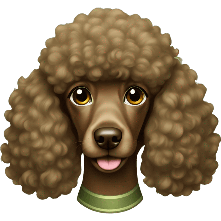 brown poodle girl portrait with khaki green emoji