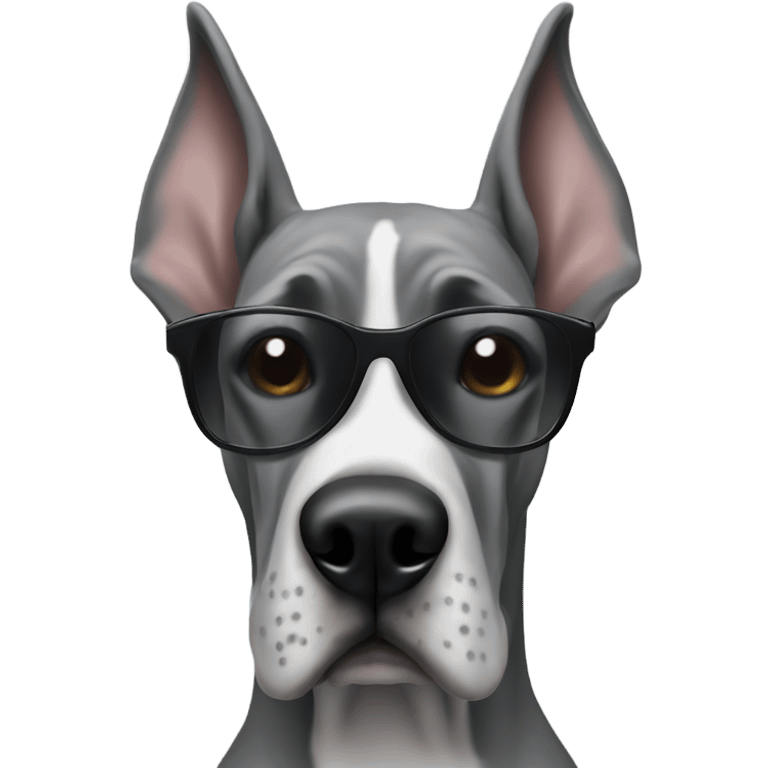 Grey great dane with sunglasses emoji