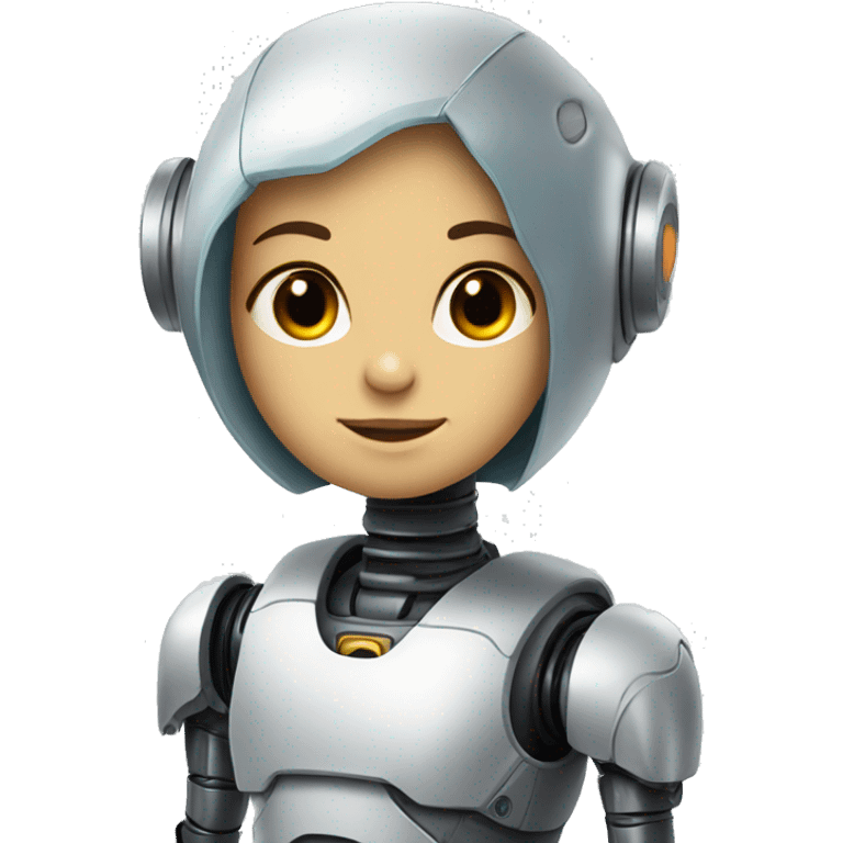 Robot with a cute girl human face emoji