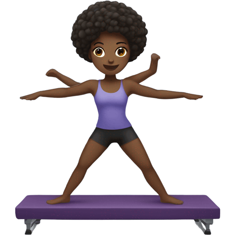 Dark skin, black girl doing Pilates emoji