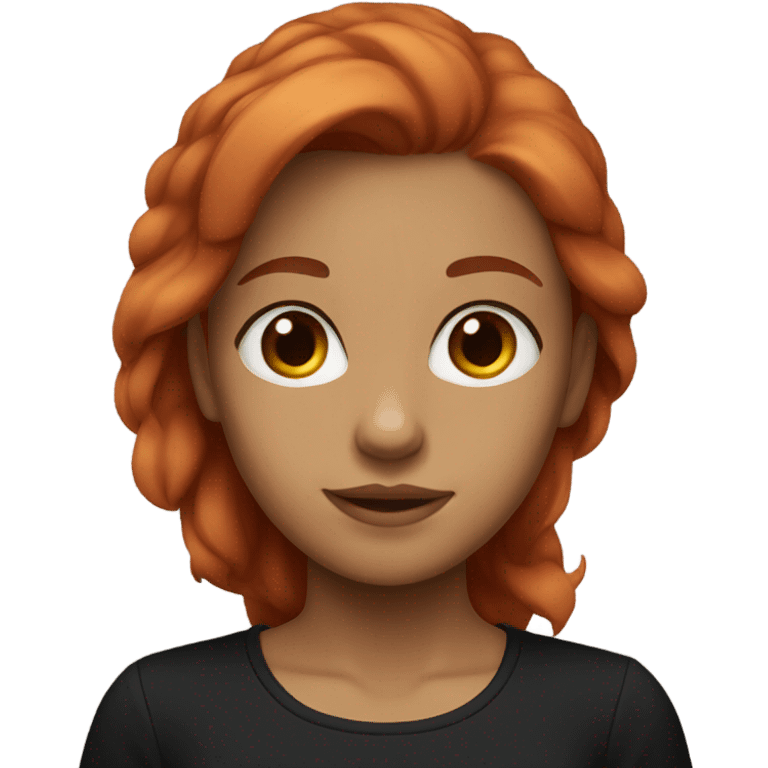 Girl red hair brown eyes, big breasts and black shirt emoji