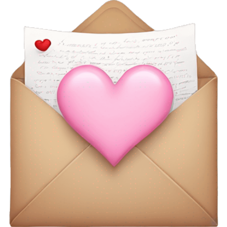 Love letter with light pink heart emoji