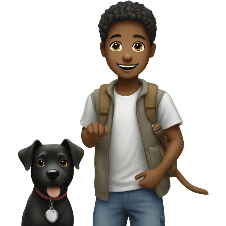 Black boy playing outside with dog emoji