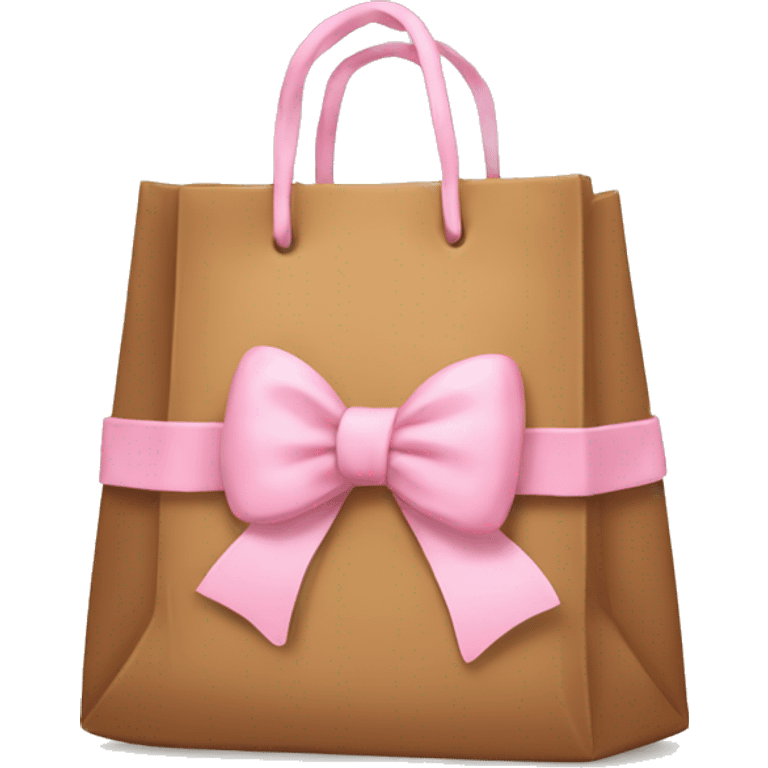 Brown bag with pastel pink bow emoji