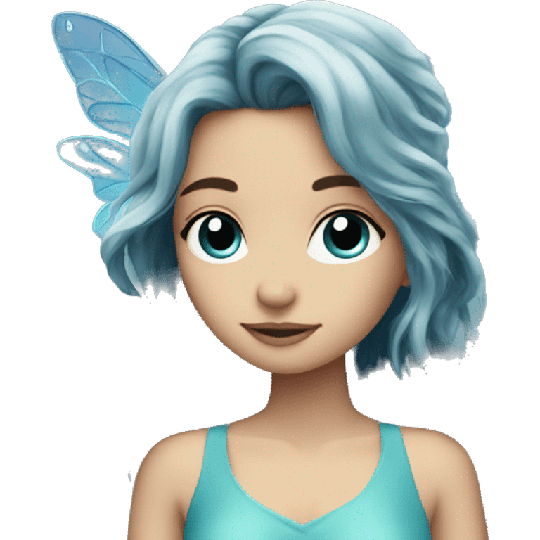 Beautiful, flower, fairy, blue, turqoise, silver, navy, long hair, big wings emoji