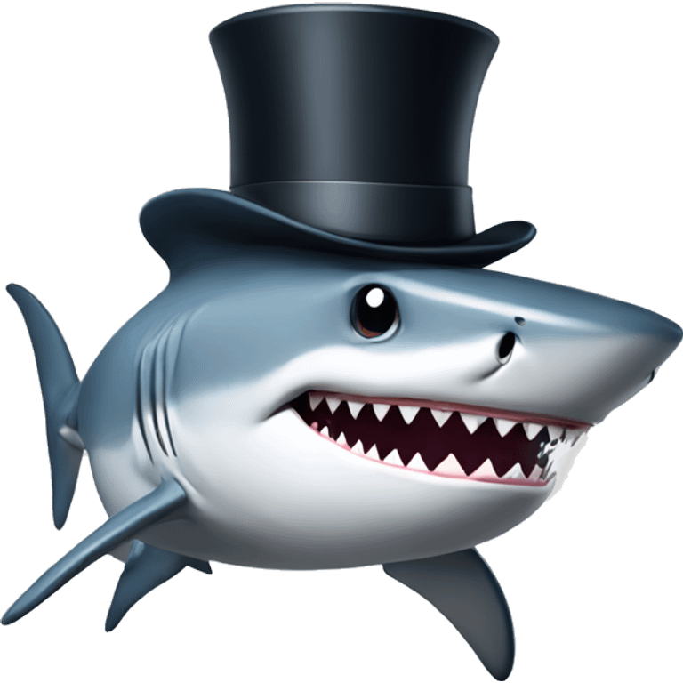 Shark with a top hat emoji