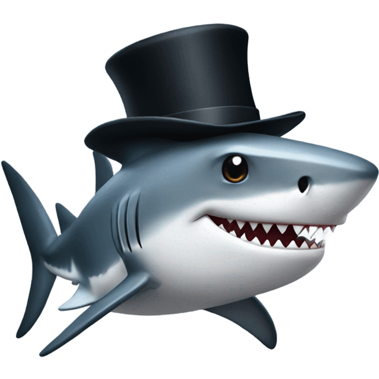 Shark with a top hat emoji