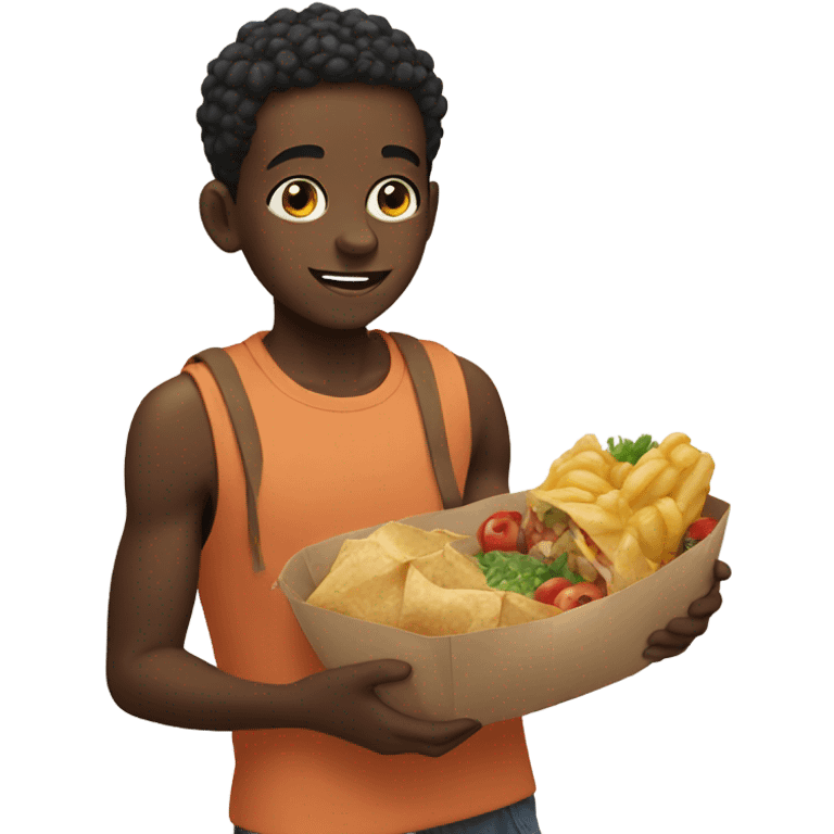 black boy with food emoji