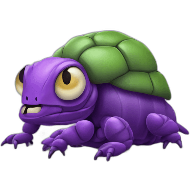 Un scarabé qui est dans un serpent qui est sur un chien violet emoji