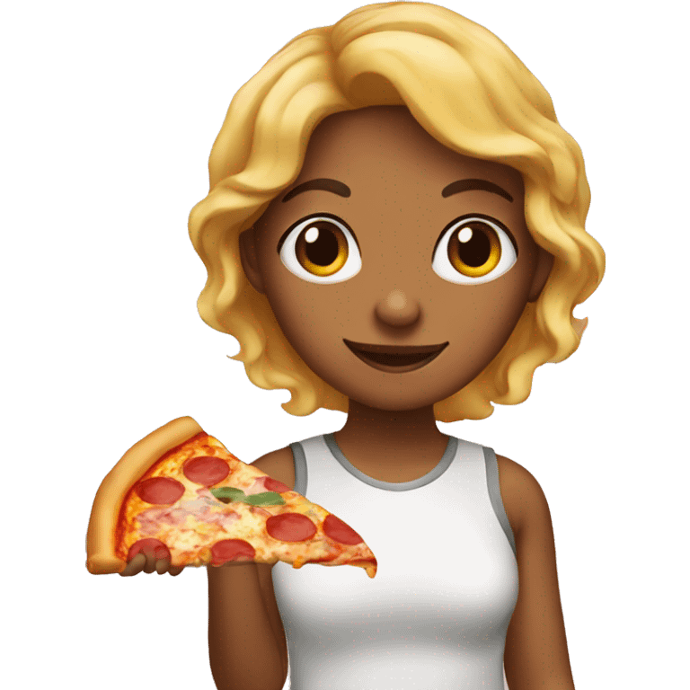 Girl with pizza emoji