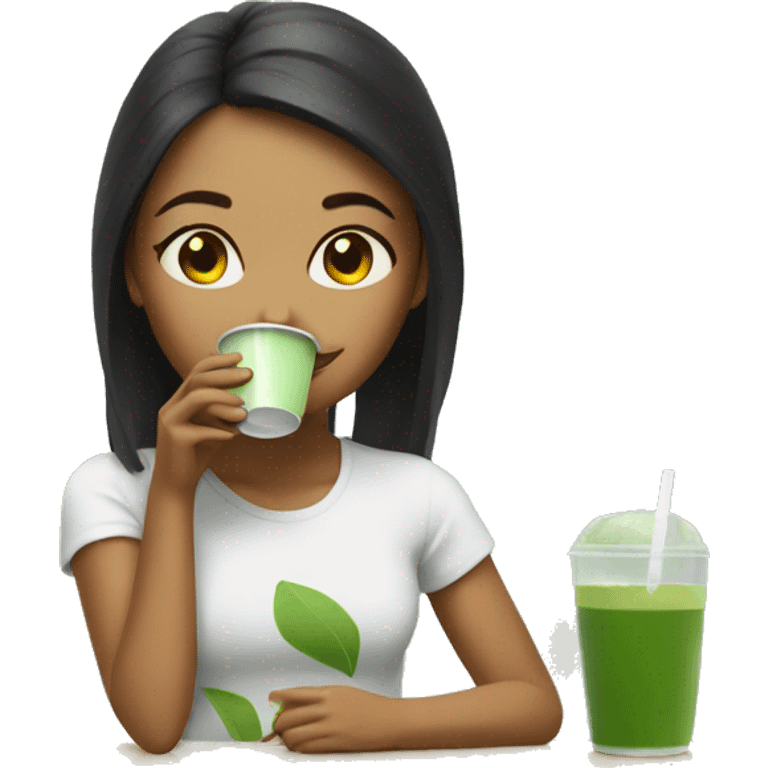 Girls drinking Matcha in a Hub emoji