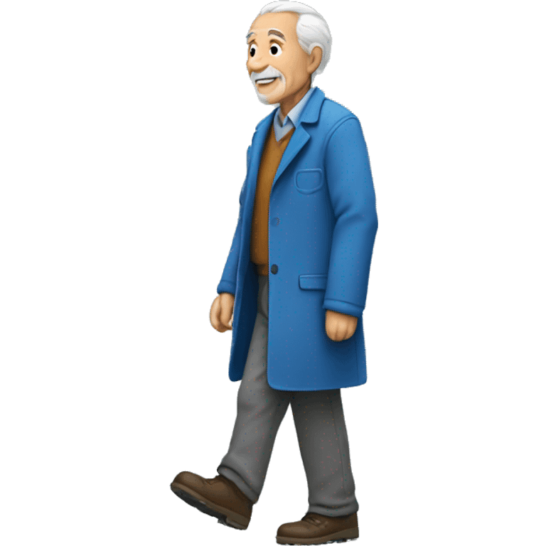 old man with blue jacket walking emoji