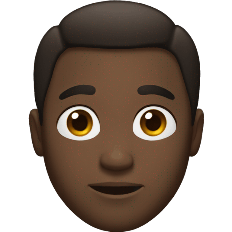 a black guy with brown eyes his hair is black and extremly short, almost non exitant emoji