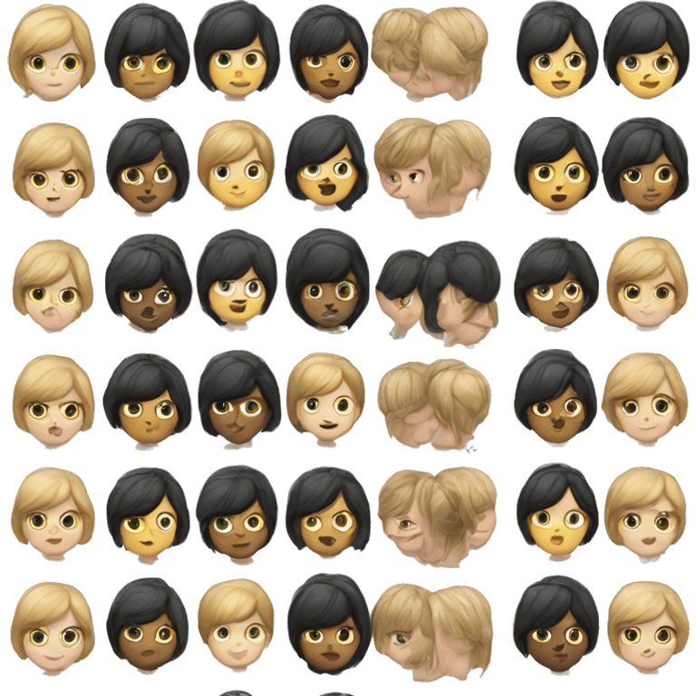 White girl ,Black short hair with bangs emoji