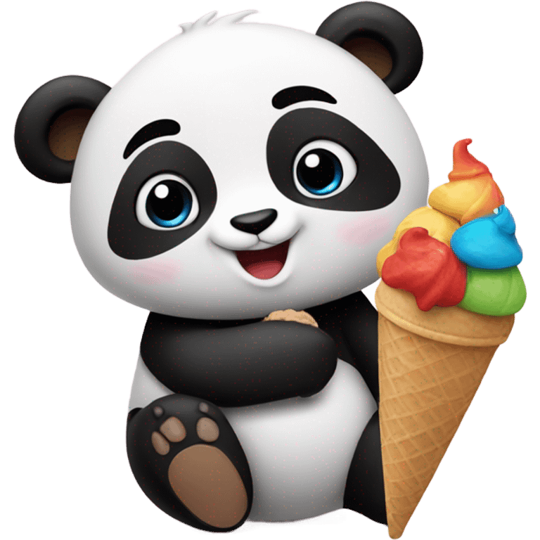 Panda eating ice cream emoji