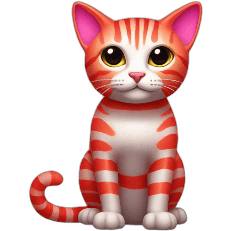 neon Red striped Cat emoji