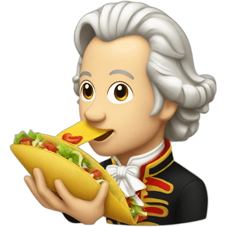 Mozart eating taco emoji