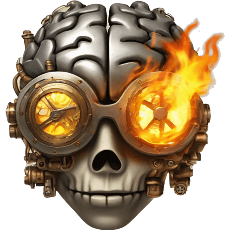 steampunk brain on fire emoji