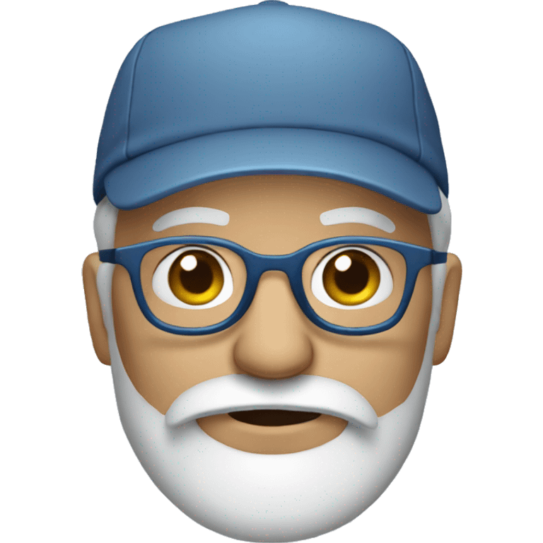 Old man, beard, cap blue, glasses emoji