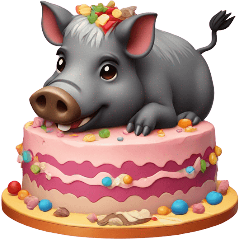 Boar eating cake  emoji