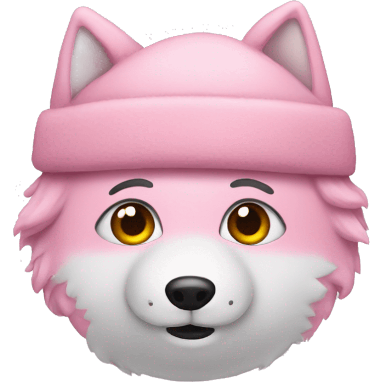 Pink snowman with wolf emoji