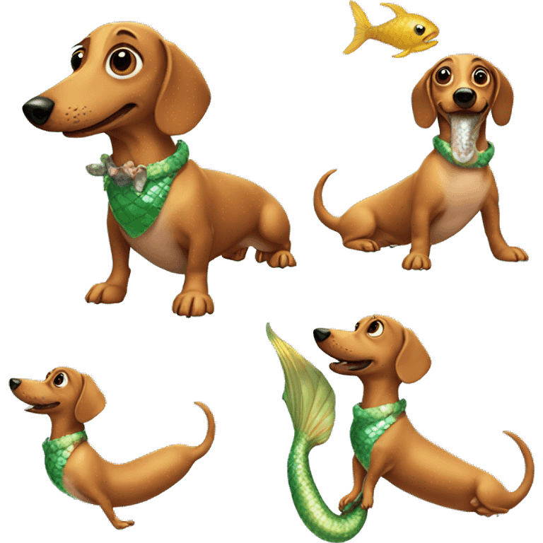 weiner dog eating a mermaid emoji